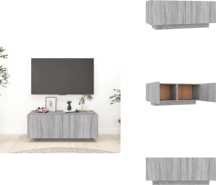 VidaXL Tv-kast Tv-kasten Tv-meubel Met LED-verlichting Tv-meubel 100x35x40 cm bewerkt hout grijs sonoma eikenkleurig