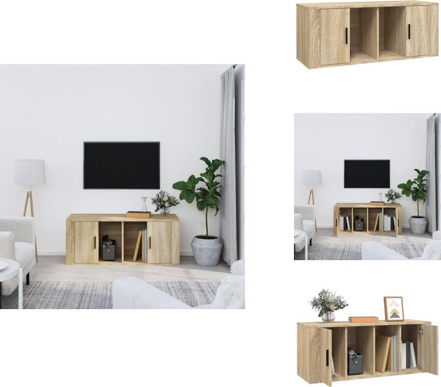 VidaXL Tv-kast Tv-kasten Tv-meubel Met LED-verlichting Tv-meubel 100x35x40 cm bewerkt hout sonoma eikenkleurig