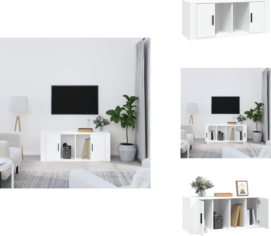 VidaXL Tv-kast Tv-kasten Tv-meubel Met LED-verlichting Tv-meubel 100x35x40 cm bewerkt hout wit