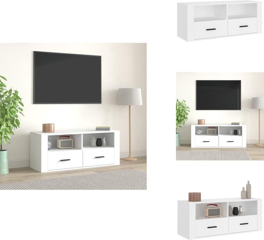 VidaXL Klassieke tv-kast Hoge kwaliteit hout Voldoende opbergruimte Stevig blad Wit 100x35x40 cm Kast - Foto 1