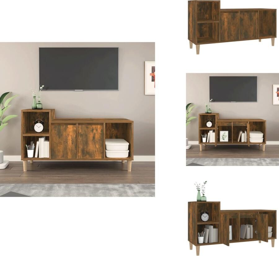 VidaXL Tv-kast Tv-kasten Tv-meubel Met LED-verlichting Tv-meubel 100x35x55 cm bewerkt hout gerookt eikenkleurig