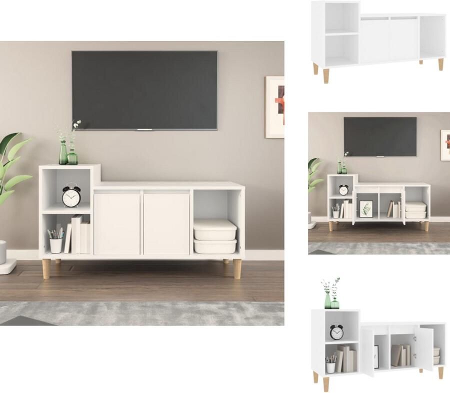 VidaXL -Tv-meubel-100x35x55-cm-bewerkt-hout-wit - Foto 5