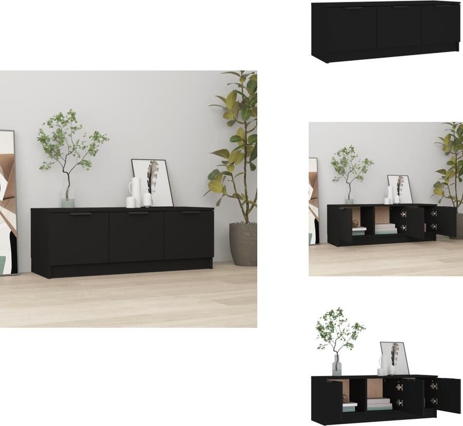 VidaXL Tv-kast Tv-kasten Tv-meubel Met LED-verlichting Tv-meubel 102x35x36 5 cm bewerkt hout zwart