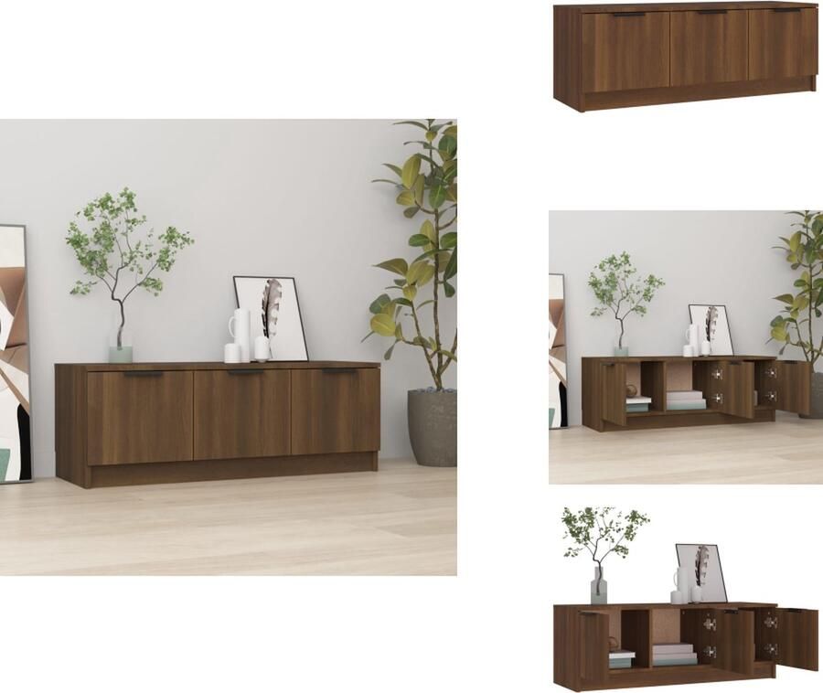 VidaXL Tv-kast Tv-kasten Tv-meubel Met LED-verlichting Tv-meubel 102x35x36 5 cm bewerkt hout bruin eikenkleur