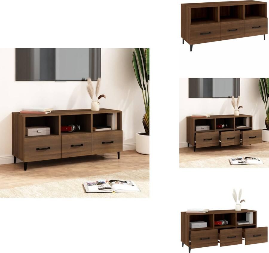 VidaXL Tv-kast Tv-kasten Tv-meubel Met LED-verlichting Tv-meubel 102x35x50 cm bewerkt hout bruineikenkleurig