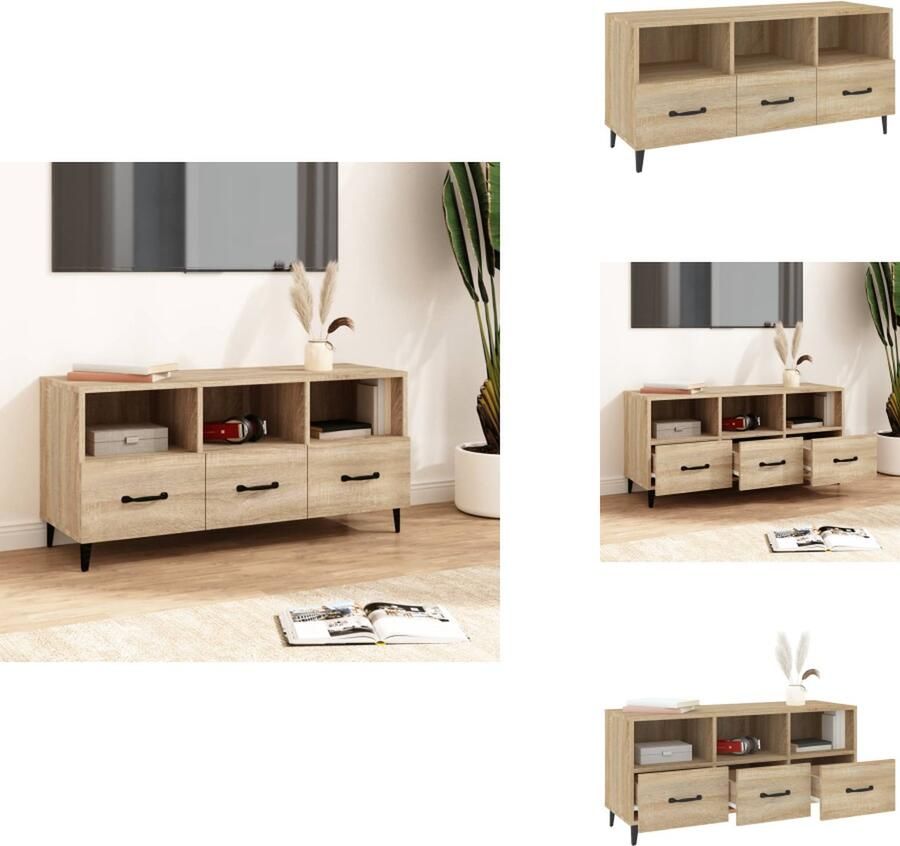 VidaXL Tv-kast Tv-kasten Tv-meubel Met LED-verlichting Tv-meubel 102x35x50 cm bewerkt hout sonoma eikenkleurig