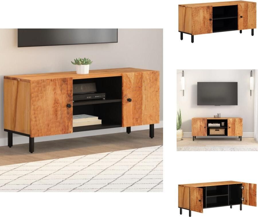 VidaXL Tv-kast Tv-kasten Tv-meubel Met LED-verlichting Tv-meubel 105x33x46 cm massief acaciahout
