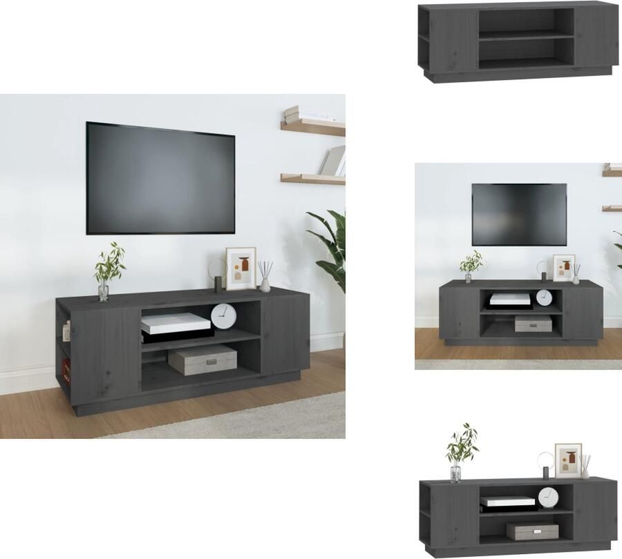 VidaXL Tv-kast Tv-kasten Tv-meubel Met LED-verlichting Tv-meubel 110x35x40 5 cm massief grenenhout grijs