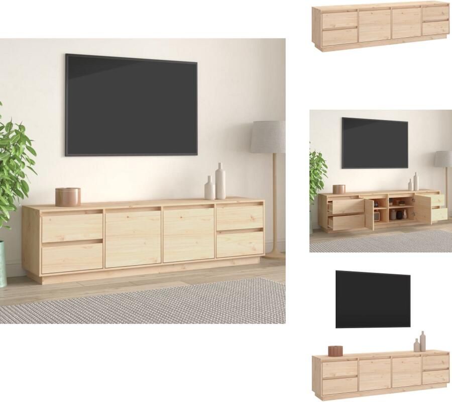 VidaXL Tv-kast Tv-kasten Tv-meubel Met LED-verlichting Tv-meubel 176x37x47 5 cm massief grenenhout