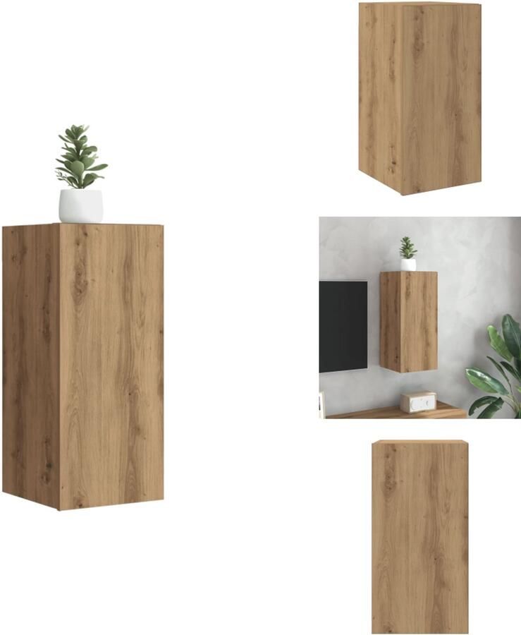 VidaXL Tv-kast Tv-kasten Tv-meubel Met LED-verlichting Tv-meubel 30 5x30x60 cm bewerkt hout artisanaal eikenkleurig