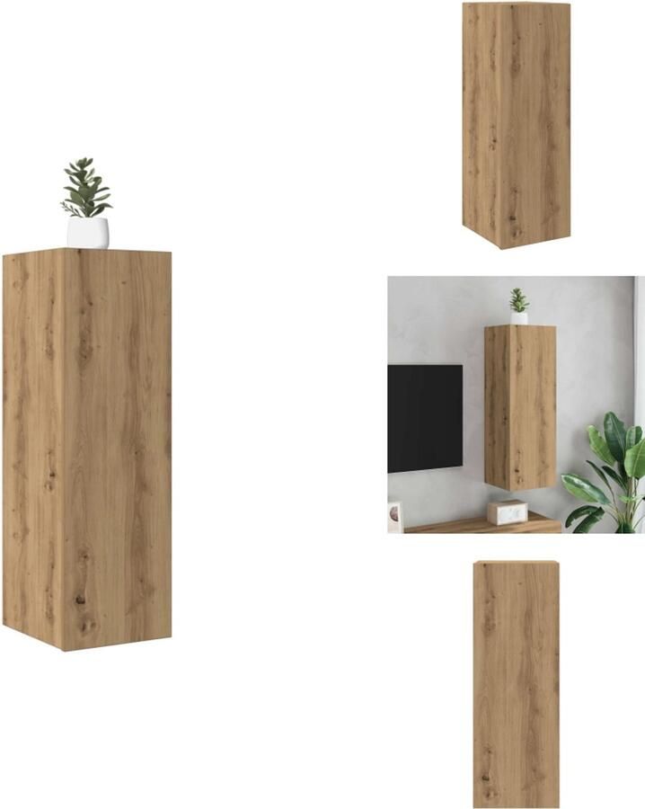 VidaXL Tv-kast Tv-kasten Tv-meubel Met LED-verlichting Tv-meubel 30 5x30x90 cm bewerkt hout artisanaal eikenkleurig