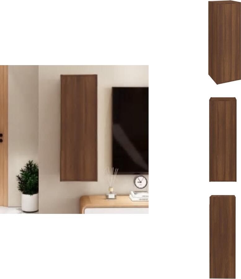 VidaXL Tv-kast Tv-kasten Tv-meubel Met LED-verlichting Tv-meubel 30-5x30x90 cm bewerkt hout bruineikenkleurig - Foto 2