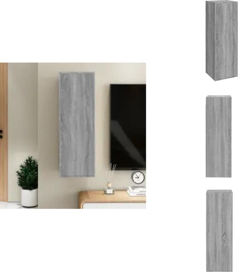 VidaXL Tv-kast Tv-kasten Tv-meubel Met LED-verlichting Tv-meubel 30-5x30x90 cm bewerkt hout grijs sonoma eikenkleurig