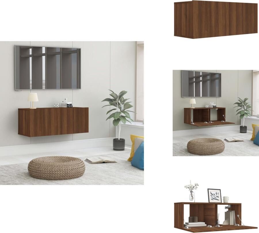 VidaXL Tv-kast Tv-kasten Tv-meubel Met LED-verlichting Tv-meubel 80x30x30 cm bewerkt hout bruineikenkleurig