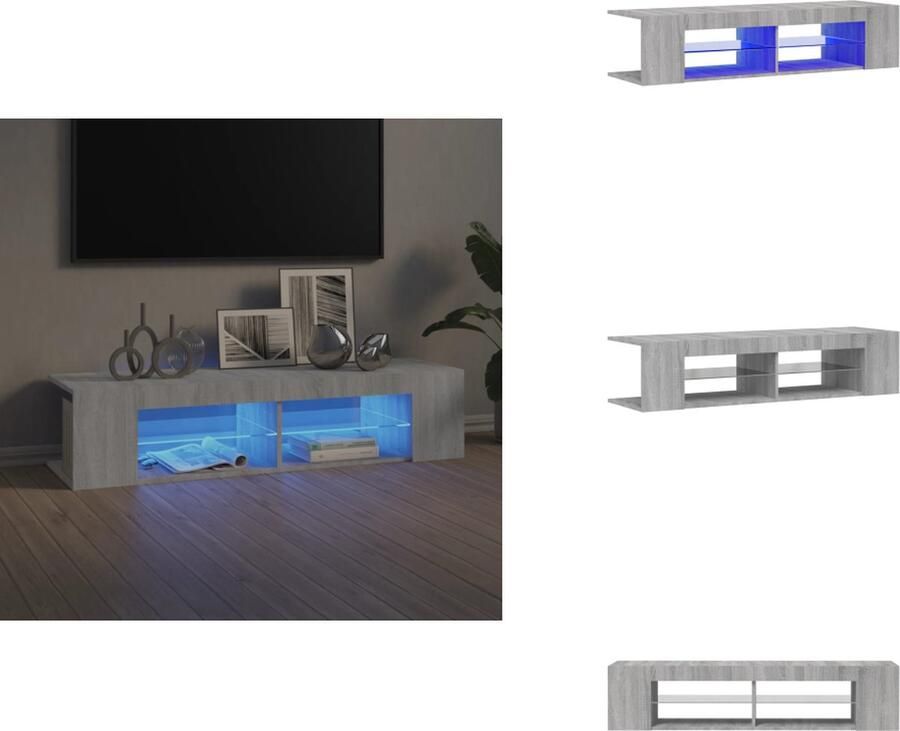 VidaXL Tv-kast Tv-kasten Tv-meubel Met LED-verlichting Tv-meubel met LED-verlichting 135x39x30 cm grijs sonoma eiken