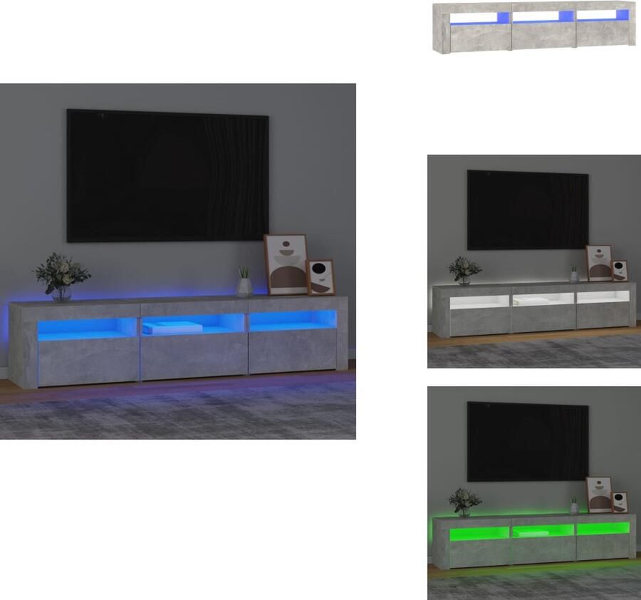 VidaXL Tv-kast Tv-kasten Tv-meubel Met LED-verlichting Tv-meubel met LED-verlichting 180x35x40 cm betongrijs