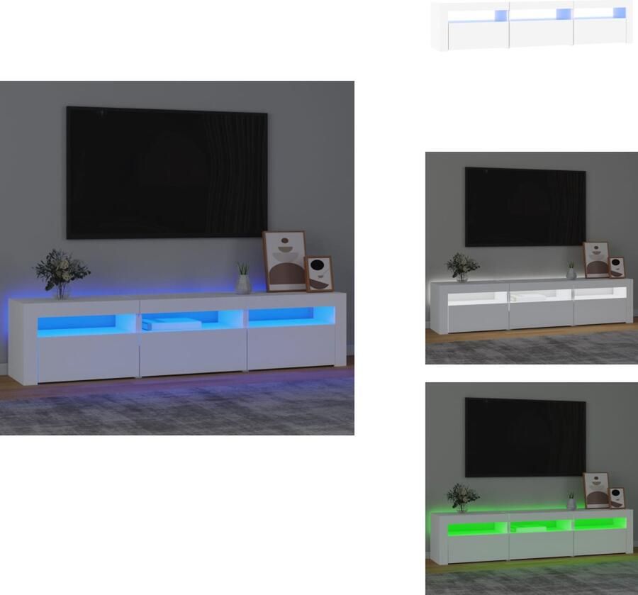 VidaXL -Tv-meubel-met-LED-verlichting-180x35x40-cm-wit - Foto 4