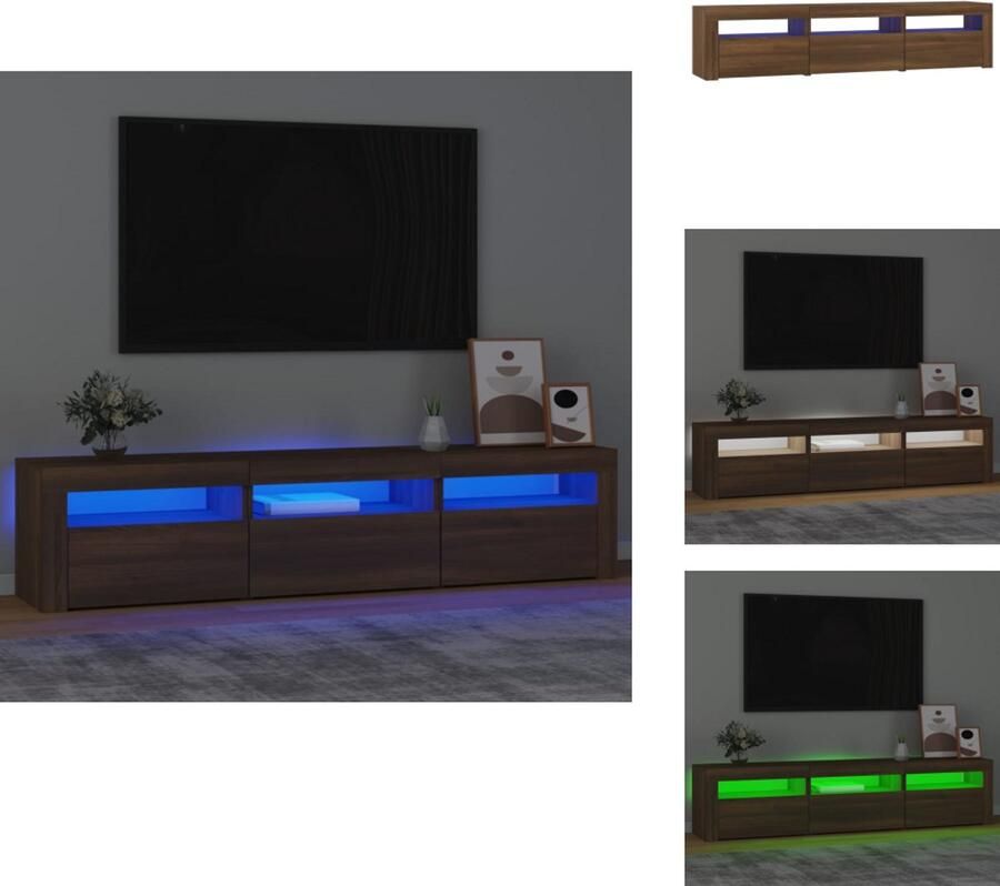 VidaXL Tv-kast Tv-kasten Tv-meubel Met LED-verlichting Tv-meubel met LED-verlichting 180x35x40 cm bruin eikenkleur