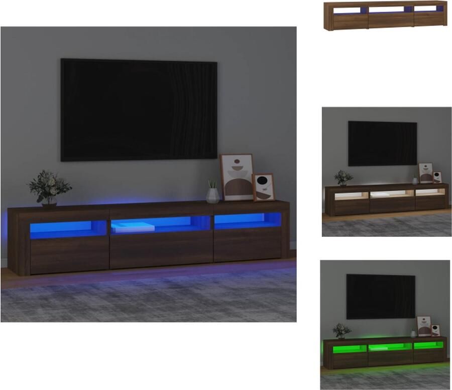 VidaXL Tv-kast Tv-kasten Tv-meubel Met LED-verlichting Tv-meubel met LED-verlichting 195x35x40 cm bruineikenkleurig