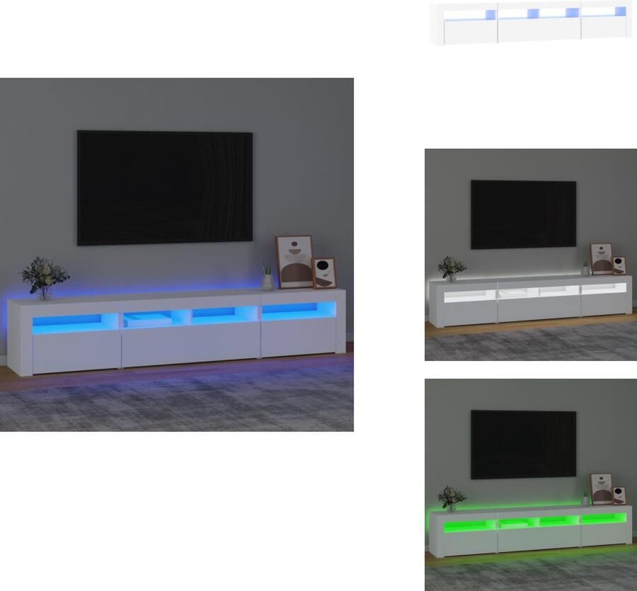 VidaXL Tv-kast Tv-kasten Tv-meubel Met LED-verlichting Tv-meubel met LED-verlichting 210x35x40 cm wit