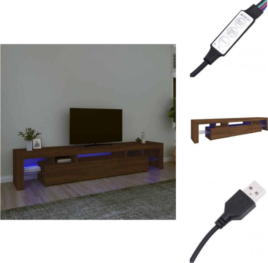 VidaXL Tv-kast Tv-kasten Tv-meubel Met LED-verlichting Tv-meubel met LED-verlichting 215x36-5x40 cm bruineikenkleurig