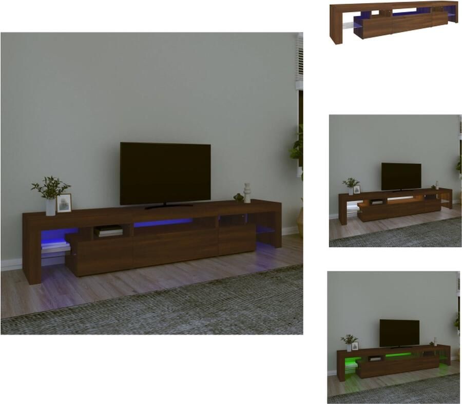 VidaXL Tv-kast Tv-kasten Tv-meubel Met LED-verlichting Tv-meubel met LED-verlichting 215x36-5x40 cm bruineikenkleurig - Foto 2