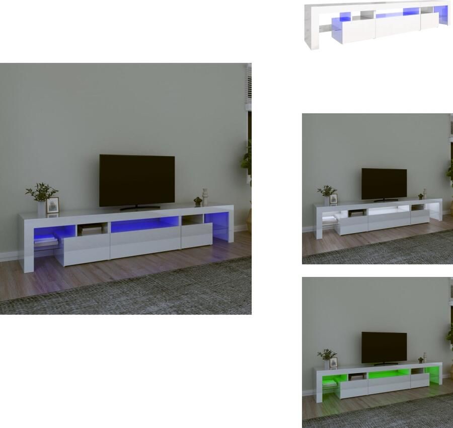 VidaXL Tv-kast Tv-kasten Tv-meubel Met LED-verlichting Tv-meubel met LED-verlichting 215x36 5x40 cm hoogglans wit