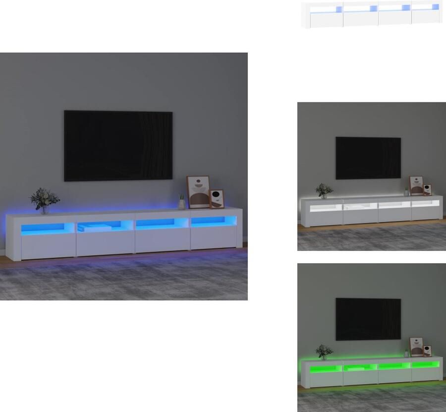 VidaXL Tv-kast Tv-kasten Tv-meubel Met LED-verlichting Tv-meubel met LED-verlichting 240x35x40 cm wit