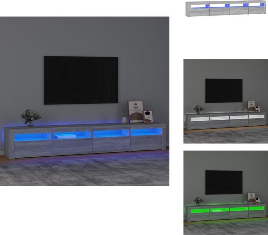VidaXL Tv-kast Tv-kasten Tv-meubel Met LED-verlichting Tv-meubel met LED-verlichting 240x35x40 cm grijs sonoma eiken