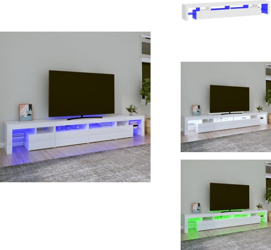 VidaXL Tv-kast Tv-kasten Tv-meubel Met LED-verlichting Tv-meubel met LED-verlichting 260x36 5x40 cm hoogglans wit