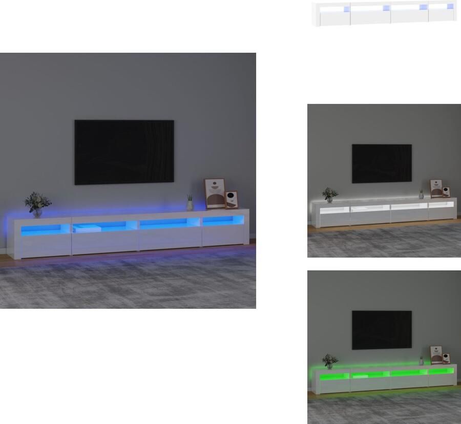 VidaXL Tv-kast Tv-kasten Tv-meubel Met LED-verlichting Tv-meubel met LED-verlichting 270x35x40 cm hoogglans wit