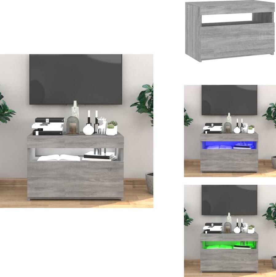 VidaXL Tv-kast Tv-kasten Tv-meubel Met LED-verlichting Tv-meubel met LED-verlichting 60x35x40 cm grijs sonoma eiken