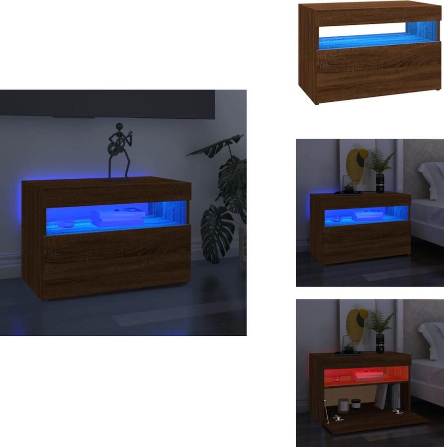 VidaXL Tv-kast Tv-kasten Tv-meubel Met LED-verlichting Tv-meubel met LED-verlichting 60x35x40 cm bruineikenkleurig
