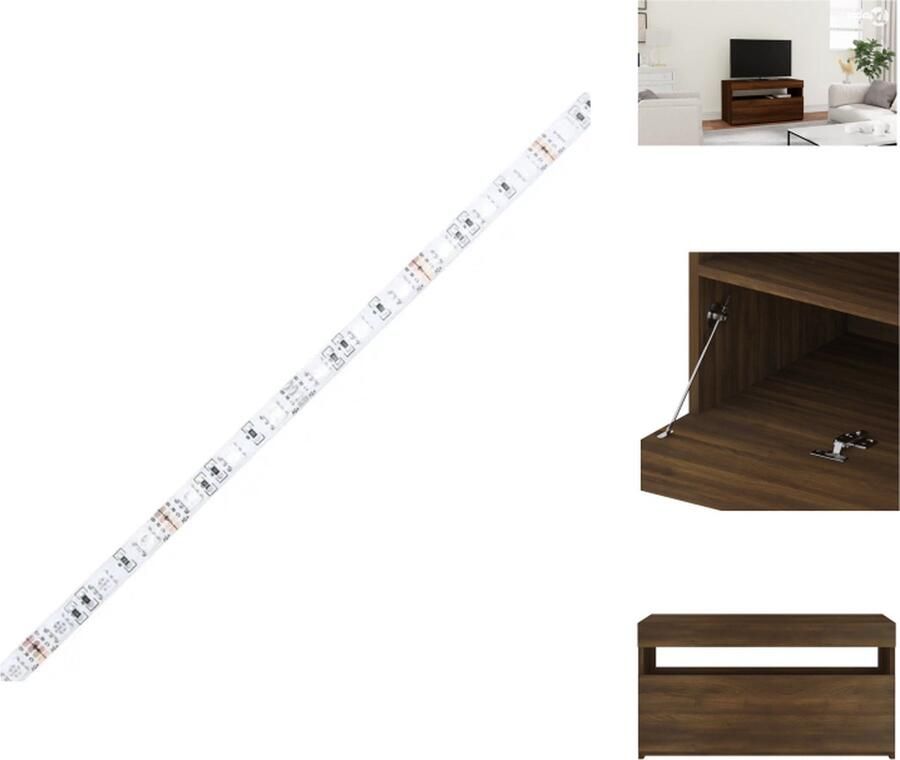 VidaXL Tv-kast Tv-kasten Tv-meubel Met LED-verlichting Tv-meubel met LED-verlichting 75x35x40 cm bruineikenkleurig