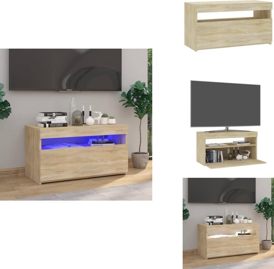 VidaXL Tv-kast Tv-kasten Tv-meubel Met LED-verlichting Tv-meubel met LED-verlichting 75x35x40 cm sonoma eikenkleurig