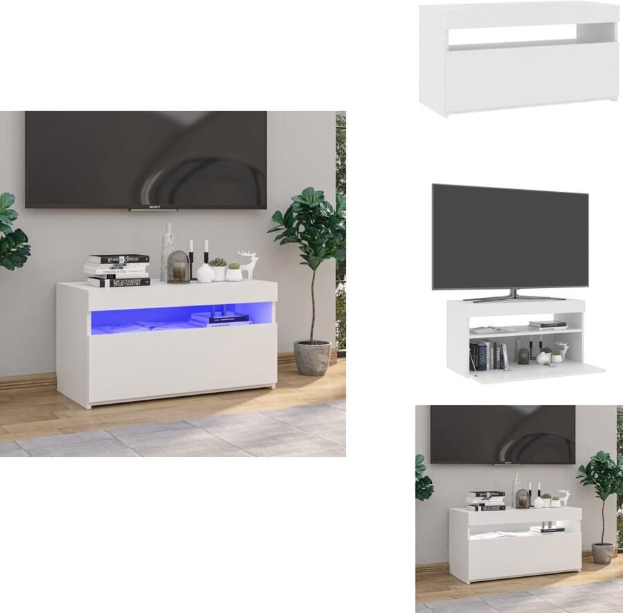 VidaXL Tv-kast Tv-kasten Tv-meubel Met LED-verlichting Tv-meubel met LED-verlichting 75x35x40 cm hoogglans wit