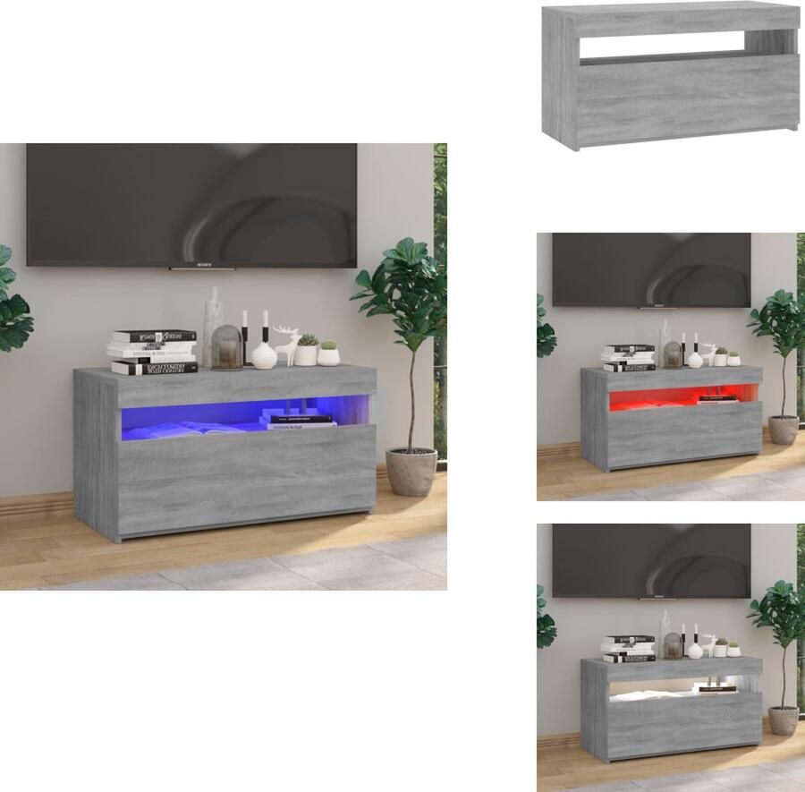 VidaXL Tv-kast Tv-kasten Tv-meubel Met LED-verlichting Tv-meubel met LED-verlichting 75x35x40 cm grijs sonoma eiken