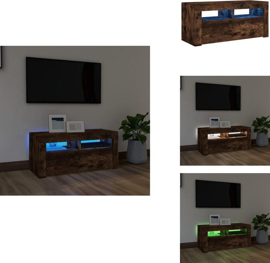 VidaXL Tv-kast Tv-kasten Tv-meubel Met LED-verlichting Tv-meubel met LED-verlichting 90x35x40 cm gerookt eikenkleurig