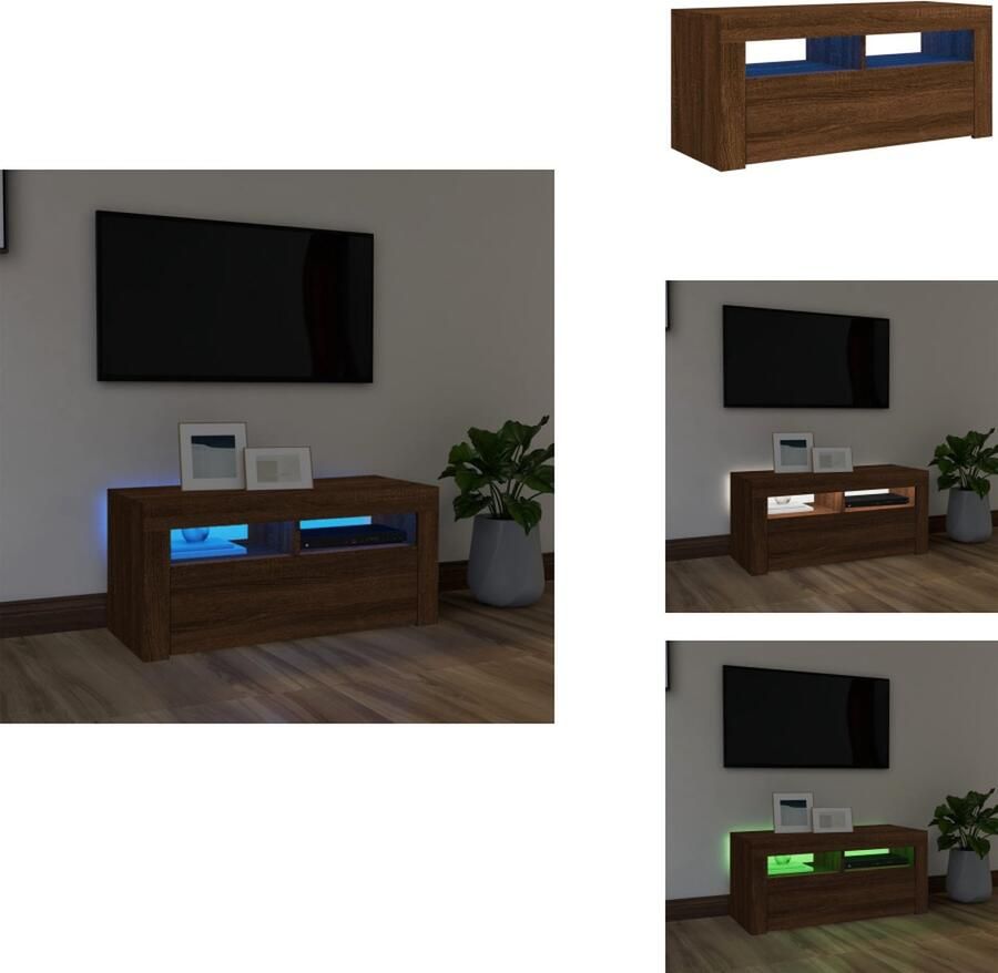 VidaXL Tv-kast Tv-kasten Tv-meubel Met LED-verlichting Tv-meubel met LED-verlichting 90x35x40 cm bruineikenkleurig