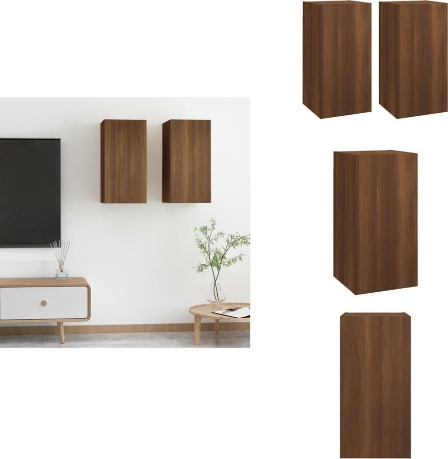 VidaXL Tv-kast Tv-kasten Tv-meubel Met LED-verlichting Tv-meubelen 2 st 30-5x30x60 cm bewerkt hout bruineikenkleurig