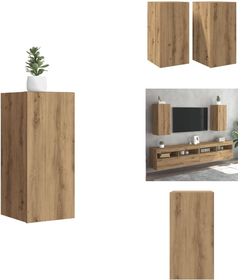 VidaXL Tv-kast Tv-kasten Tv-meubel Met LED-verlichting Tv-meubelen 2 st 30 5x30x60 cm bewerkt hout artisanaal eiken