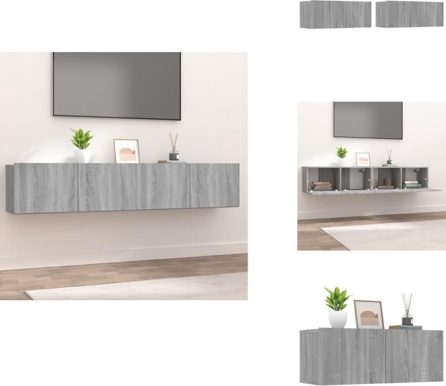 VidaXL Tv-kast Tv-kasten Tv-meubel Met LED-verlichting Tv-meubelen 2 st 80x30x30 cm bewerkt hout grijs sonoma eiken