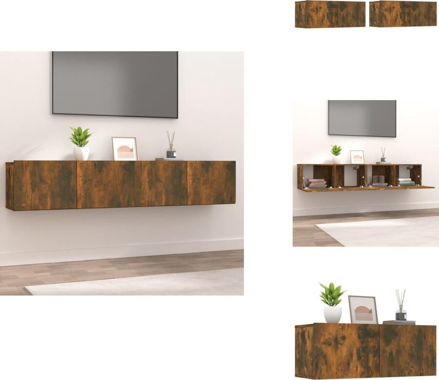 VidaXL Tv-kast Tv-kasten Tv-meubel Met LED-verlichting Tv-meubelen 2 st 80x30x30 cm bewerkt hout gerookt eikenkleurig