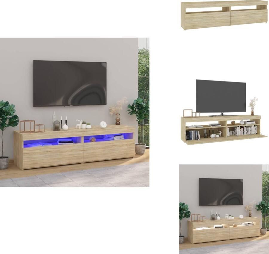 VidaXL Tv-kast Tv-kasten Tv-meubel Met LED-verlichting Tv-meubelen 2 st met LED-verlichting 75x35x40 cm sonoma eiken