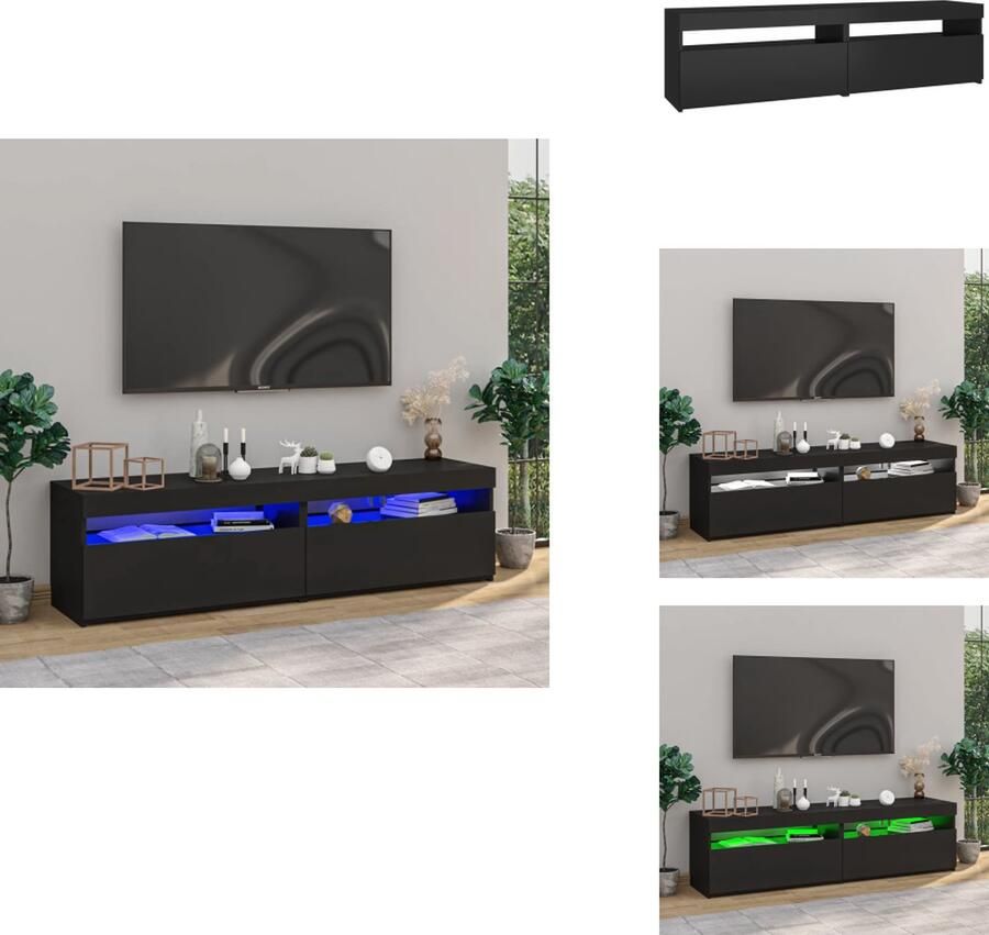 VidaXL Tv-kast Tv-kasten Tv-meubel Met LED-verlichting Tv-meubelen 2 st met LED-verlichting 75x35x40 cm zwart