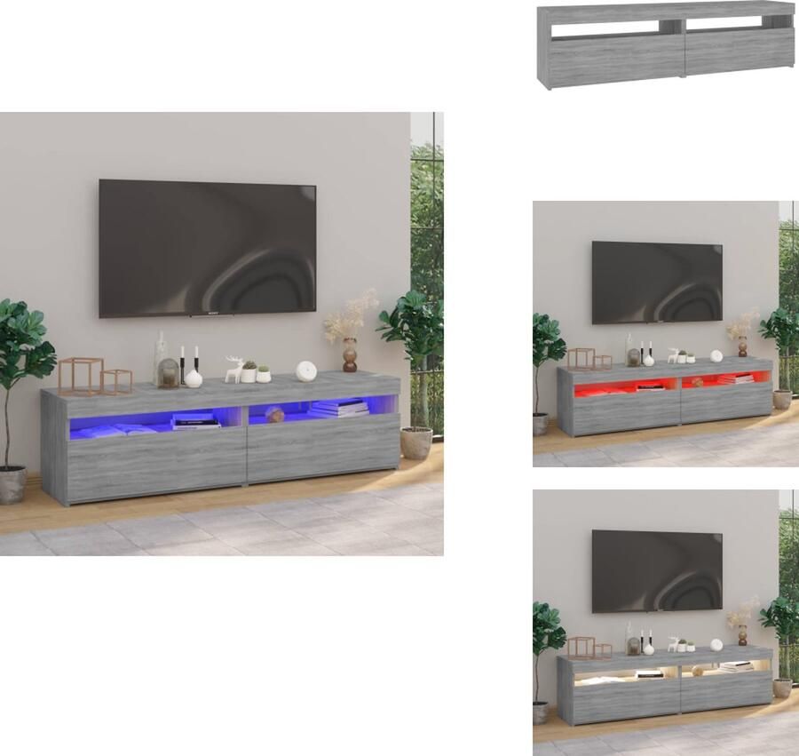 VidaXL Tv-kast Tv-kasten Tv-meubel Met LED-verlichting Tv-meubelen met LED-verlichting 2 st 75x35x40 cm grijs sonoma