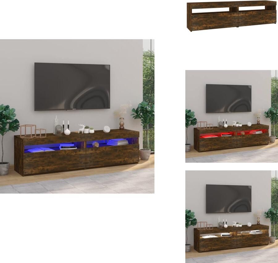 VidaXL Tv-kast Tv-kasten Tv-meubel Met LED-verlichting Tv-meubelen met LED-verlichting 2 st 75x35x40 cm gerookt eiken