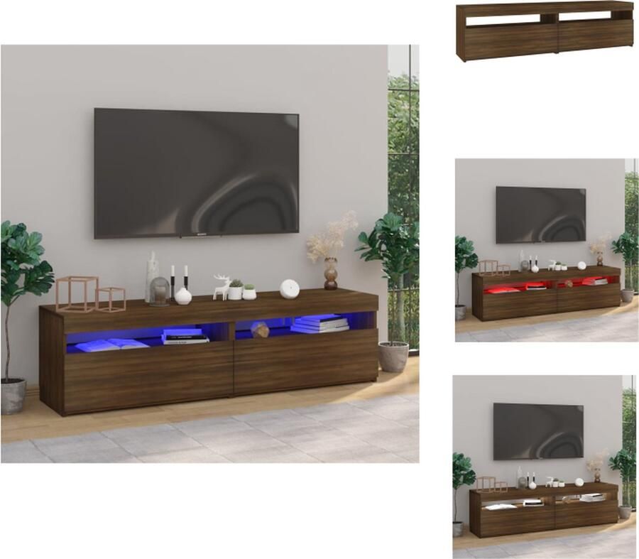 VidaXL Tv-kast Tv-kasten Tv-meubel Met LED-verlichting Tv-meubelen met LED-verlichting 2 st 75x35x40 cm bruineiken