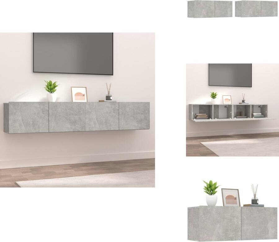 VidaXL Tv-kast Tv-kasten Tv-meubel Met LED-verlichting Tv-meubelen 2 st 80x30x30 cm bewerkt hout betongrijs