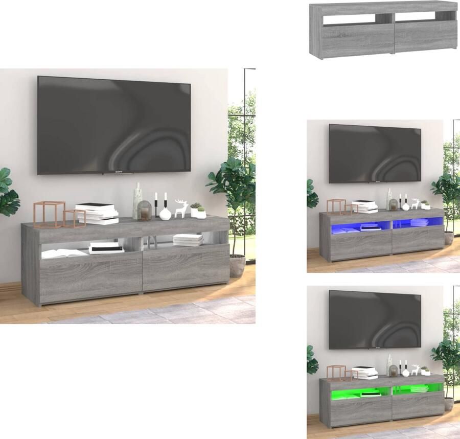 VidaXL Tv-kast Tv-kasten Tv-meubel Met LED-verlichting Tv-meubels 2 st met LED-verlichting 60x35x40 cm grijs sonoma - Foto 2